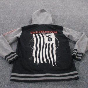 Shinedown Jacket Adult M Gray Black Knit Full Zip Jacket Band Graphic Rock Mens